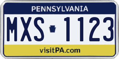 PA license plate MXS1123