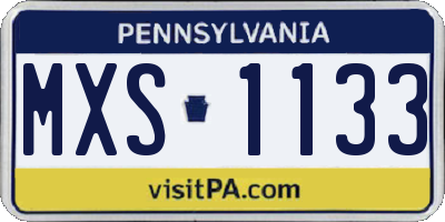 PA license plate MXS1133