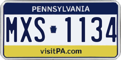 PA license plate MXS1134