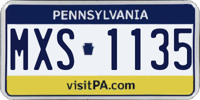 PA license plate MXS1135