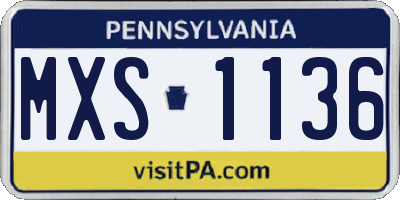 PA license plate MXS1136