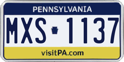 PA license plate MXS1137