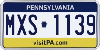 PA license plate MXS1139