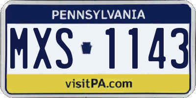 PA license plate MXS1143