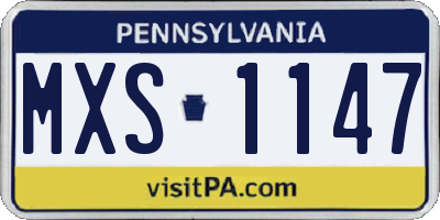 PA license plate MXS1147