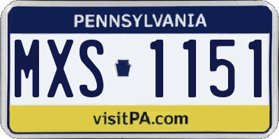 PA license plate MXS1151