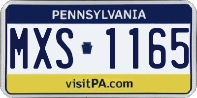PA license plate MXS1165