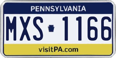 PA license plate MXS1166