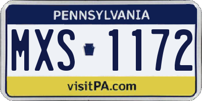 PA license plate MXS1172