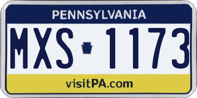 PA license plate MXS1173