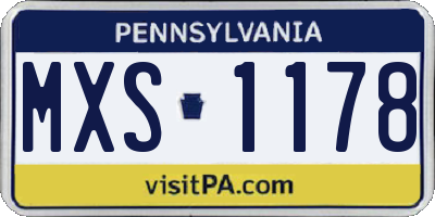 PA license plate MXS1178