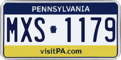 PA license plate MXS1179