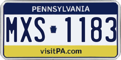 PA license plate MXS1183