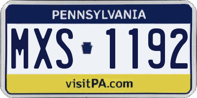 PA license plate MXS1192