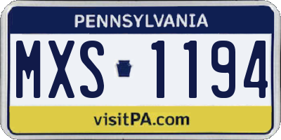 PA license plate MXS1194