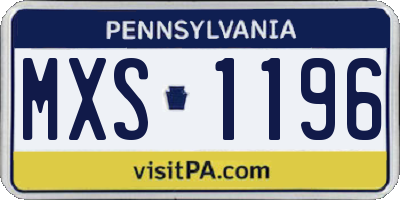 PA license plate MXS1196