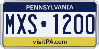 PA license plate MXS1200