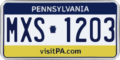 PA license plate MXS1203