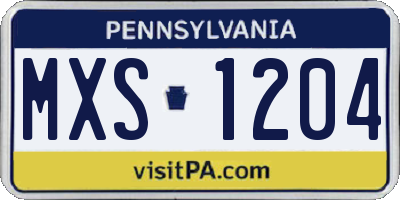 PA license plate MXS1204