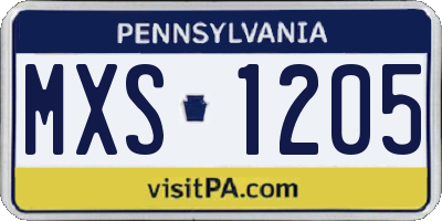 PA license plate MXS1205