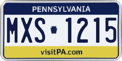 PA license plate MXS1215
