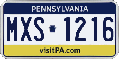 PA license plate MXS1216