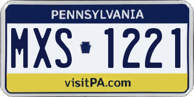 PA license plate MXS1221
