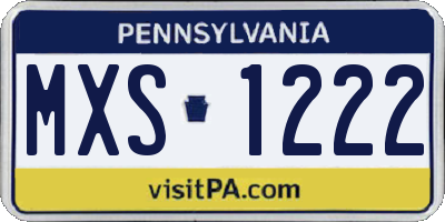 PA license plate MXS1222