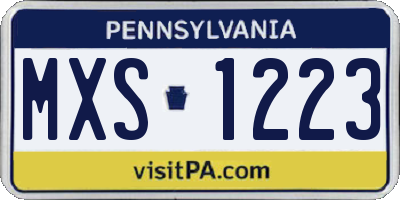 PA license plate MXS1223