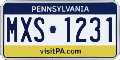 PA license plate MXS1231