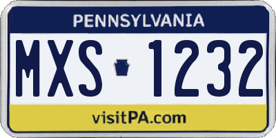 PA license plate MXS1232