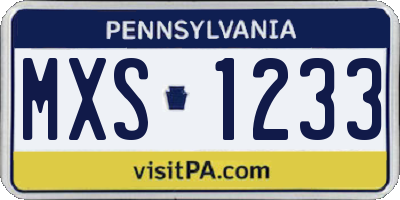 PA license plate MXS1233