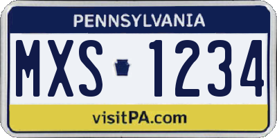 PA license plate MXS1234