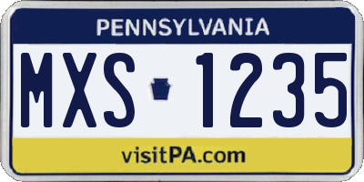 PA license plate MXS1235