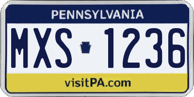 PA license plate MXS1236