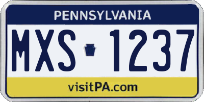 PA license plate MXS1237