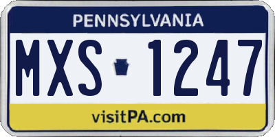 PA license plate MXS1247