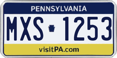 PA license plate MXS1253