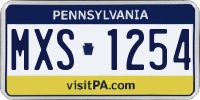 PA license plate MXS1254