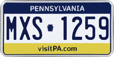 PA license plate MXS1259