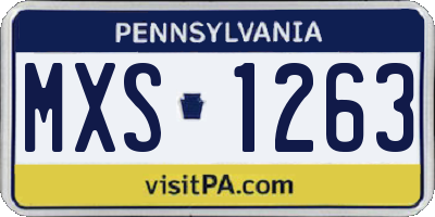PA license plate MXS1263