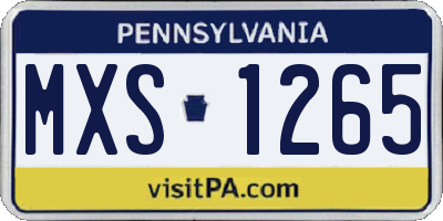 PA license plate MXS1265