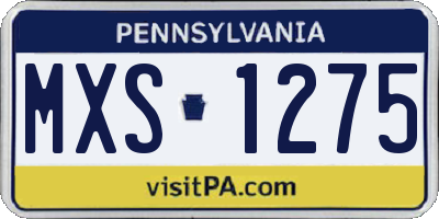 PA license plate MXS1275
