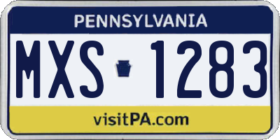 PA license plate MXS1283