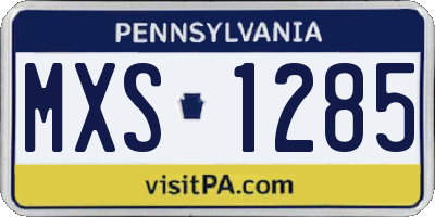 PA license plate MXS1285