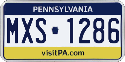 PA license plate MXS1286