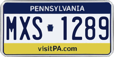 PA license plate MXS1289