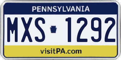 PA license plate MXS1292