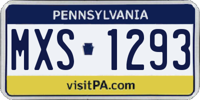 PA license plate MXS1293