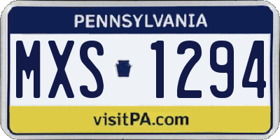 PA license plate MXS1294